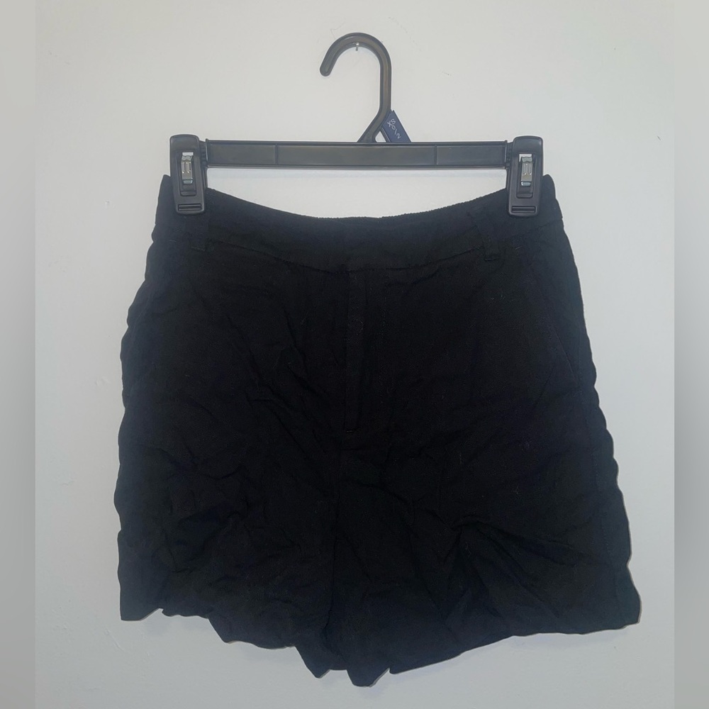 ZARA XS Black Trouser Shorts Work Comfy Casual Spring Summer Trendy High Waist - Picture 3 of 4